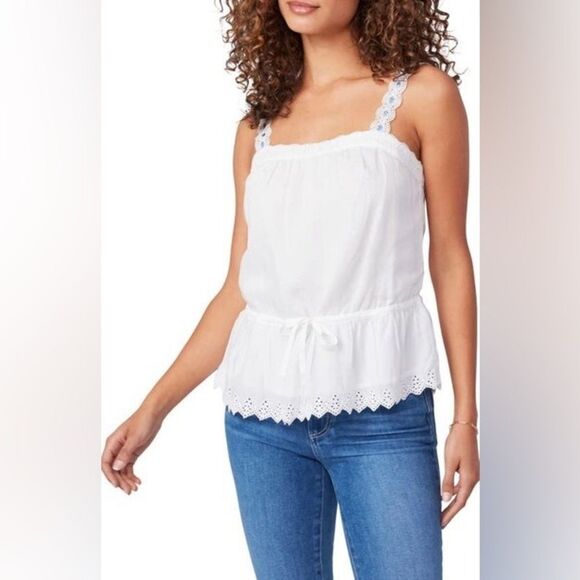 Paige NWT Zherra Eyelet Ribbon Strap Cami in White Size Large - Picture 2 of 11